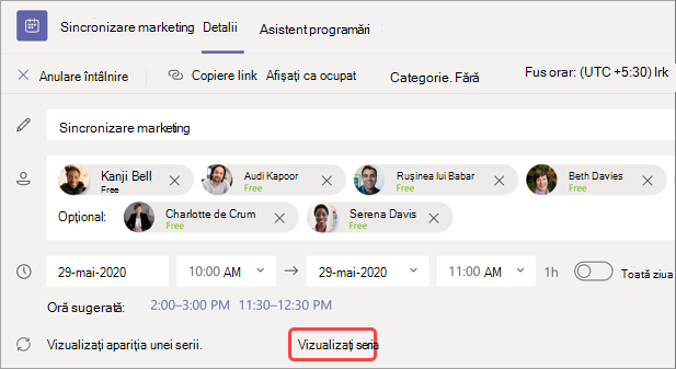 Imagine care afișează unde se află vizualizarea seriei în sincronizarea de marketing