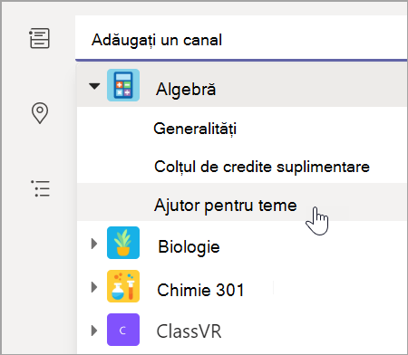 Alegeți canalul de echipă pentru clasa dvs.