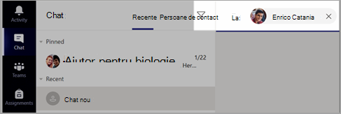 Introduceți numele unuia sau mai multor elevi/studenți în caseta Către.