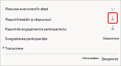 Raportul este disponibil după eveniment