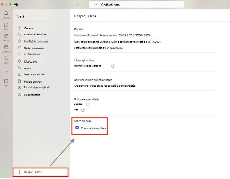 Instrucțiuni privind accesul timpuriu la Teams