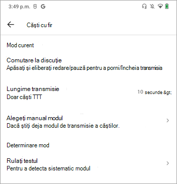 Setări de comutare Walkie Talkie la modul Vorbire