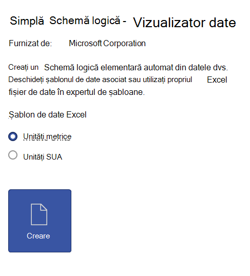 Captură de ecran a șablonului de date Excel