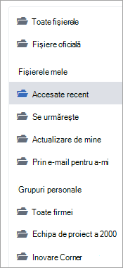 Listă cu locațiile fișierelor