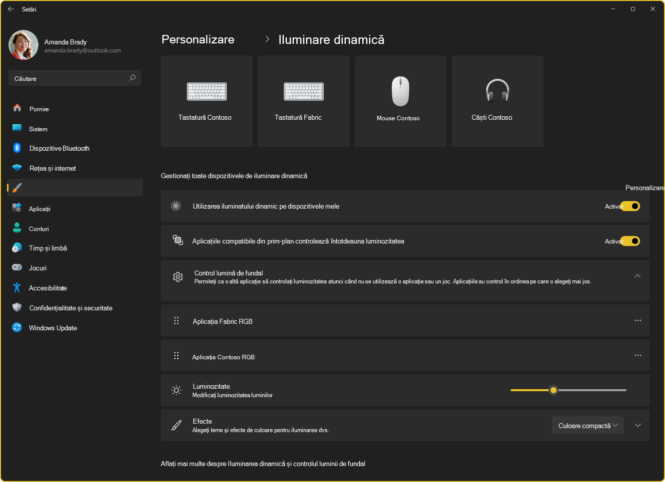 Screenshot of Settings - Dynamic Lighting page.