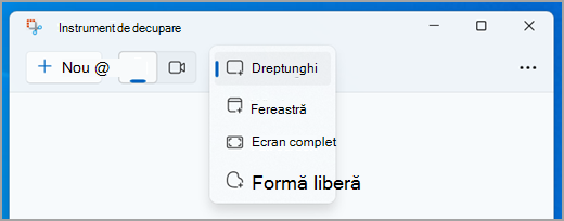 Selectarea unui mod pentru un decupaj de imagine în Instrumentul de decupare.