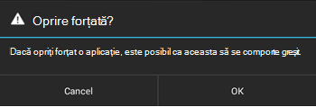 Confirmați închiderea forțată