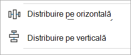 Captură de ecran afișând opțiunile de aliniere orizontală și verticală din Aliniere obiecte.