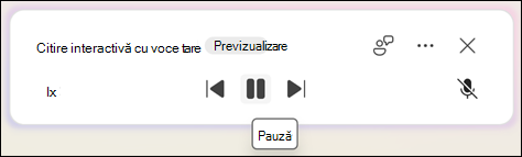 Pentru a pune în pauză Citirea cu voce tare, selectați Pauză.