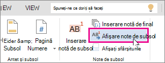 Show Footnotes button in Word Online