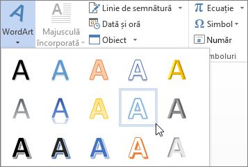 Alegerea unei opțiuni de WordArt