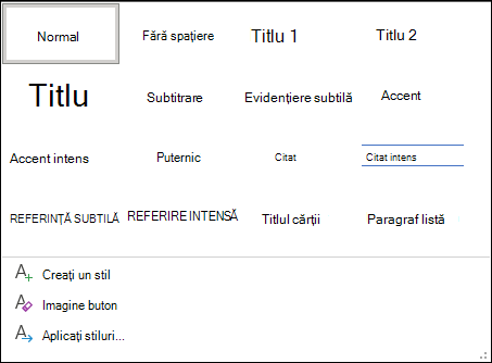 Biblioteca de stiluri în Word