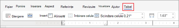 File de tabel în panglica simplificată