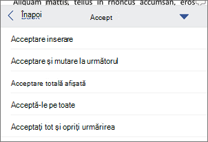 Acceptarea modificărilor urmărite