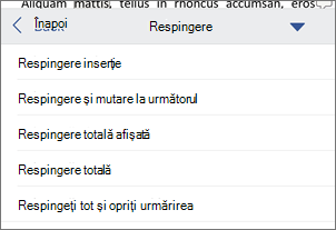 Respingerea modificărilor urmărite