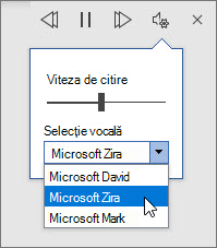 Citirea cu voce tare a setărilor audio
