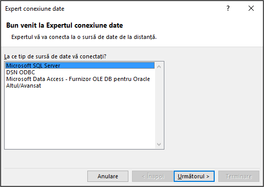 Expert conexiune de date