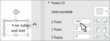 Casetă text cu rotație 3D de x 180 de grade