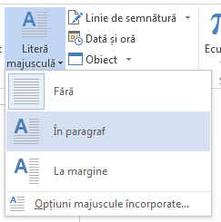 În meniul Majusculă încorporată, alegeți În paragraf.
