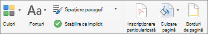 Options for customizing a theme on the Design tab