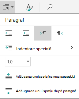 Opțiuni de spațiere a paragrafelor
