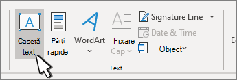 Butonul Inserați o casetă text
