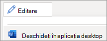 Editing mode menu, Open in Desktop App command