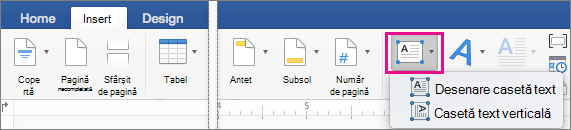 On the Insert tab, Text Box is highlighted.