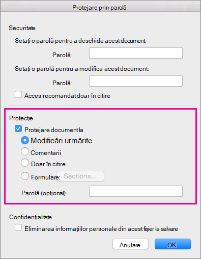 Protection section is highlighted