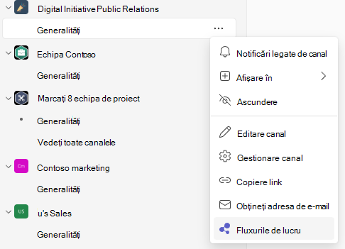 Workflows in channel overflow menu