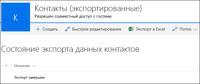 Список SharePoint с записью под названием 
