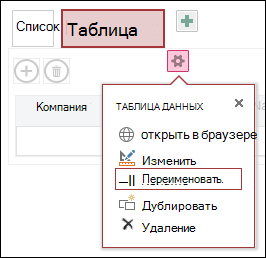 Меню параметров с пунктами 