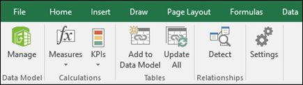 Меню Power Pivot на ленте Excel