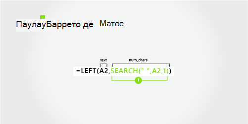 Формула для разделения имени и фамилии из трех частей