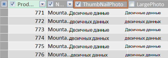Пример двоичного столбца эскиза