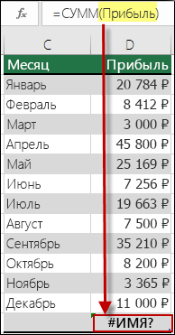 #NAME? ошибка, вызванная ссылкой на неопределенное имя в синтаксисе