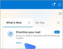 Отображает вкладку Новые возможности в Outlook на Mac. В разделе Определение приоритета почты есть ссылка 