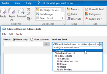 После импорта контактов из Gmail их можно найти в адресной книге Office 365