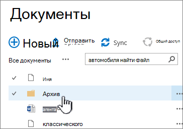 Библиотека документов SharePoint 2016 с выделенной папкой
