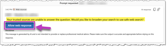 Screenshot of the prompt that appears to allow you to perform a safe web search.
