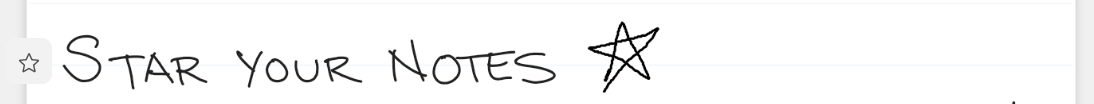 Снимок экрана с линией рукописного ввода, распознанной журналом как звездная идея.