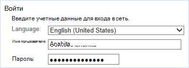 Вход с использованием сетевых учетных данных