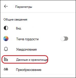 Параметр teams-mobile-data-and-storage setting