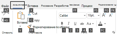 Ключевые советы, отображаемые на ленте для Visio в Windows.
