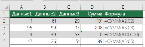 Excel сообщает об ошибке, если формула не похожа на смежные.