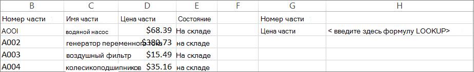 Пример способов использования функции ПРОСМОТР