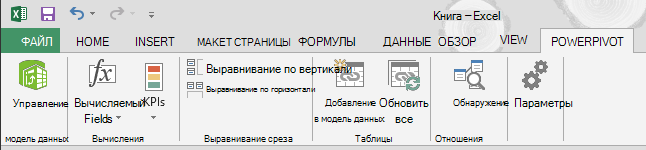 Вкладка PowerPivot на ленте