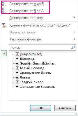 Команды сортировки в коллекции 