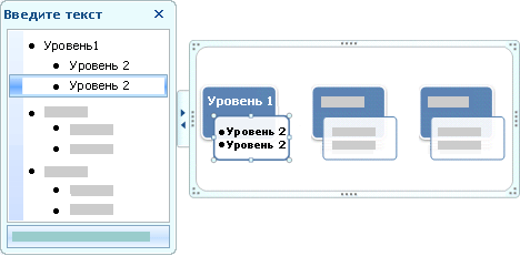 Изображение текстовой области с текстом уровня 1 и уровня 2