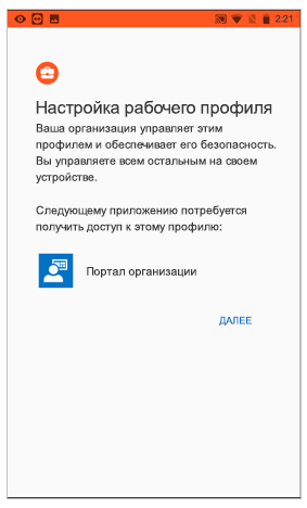 Настройка рабочего профиля